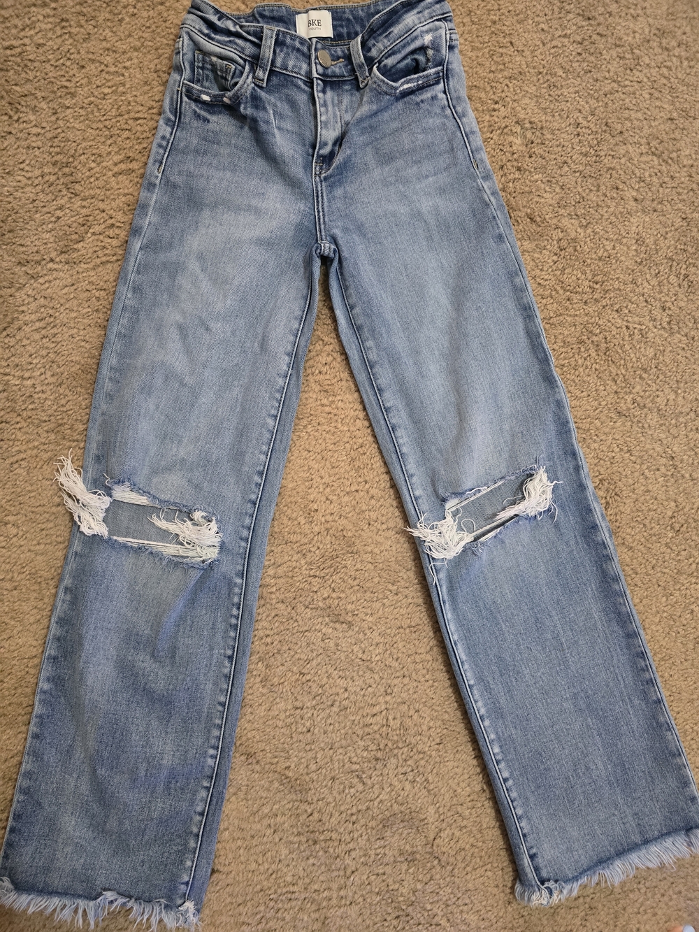 BKE Light Blue Distressed Flare Jeans